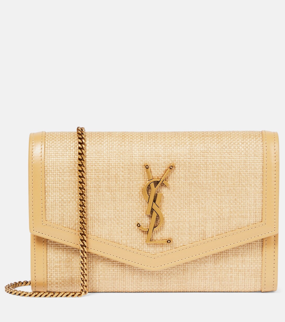 

Кошелек Uptown из рафии на цепочке Saint Laurent, нейтральный