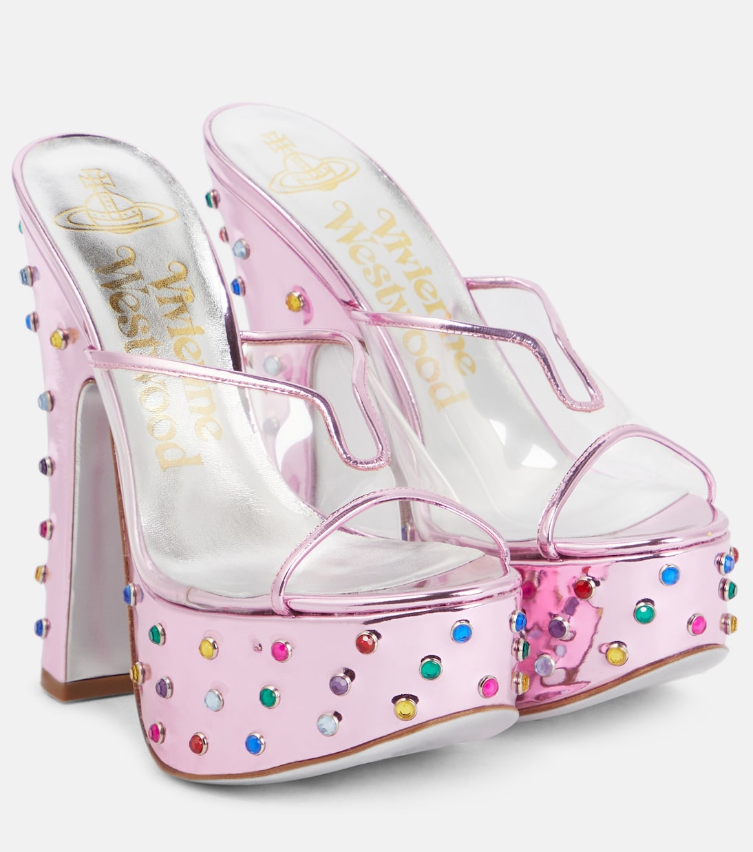 Мюли на платформе из кожи с отделкой Candy Vivienne Westwood, розовый