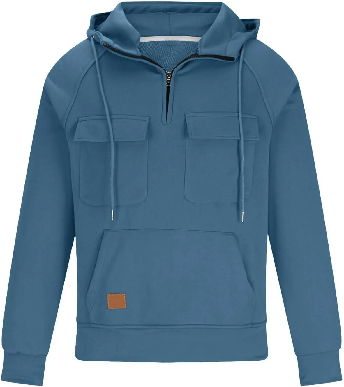 Толстовка с капюшоном и карманами для мужчин, Quarter Zip, осень-зима — фото 2