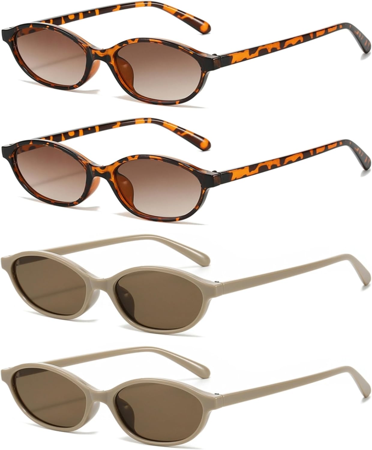 

Солнцезащитные очки ICARA в стиле ретро, ​​овальные, «кошачий глаз», модные, маленькие, узкие, дизайнерские, в стиле 90-х, модные, имитация очков, очки для путешествий, Leopard/Brown*2 +Khaki/Brown*2