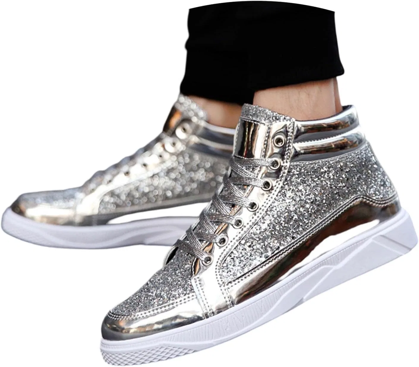 Кроссовки с толстой подошвой и пайетками Generisch A02 Silver