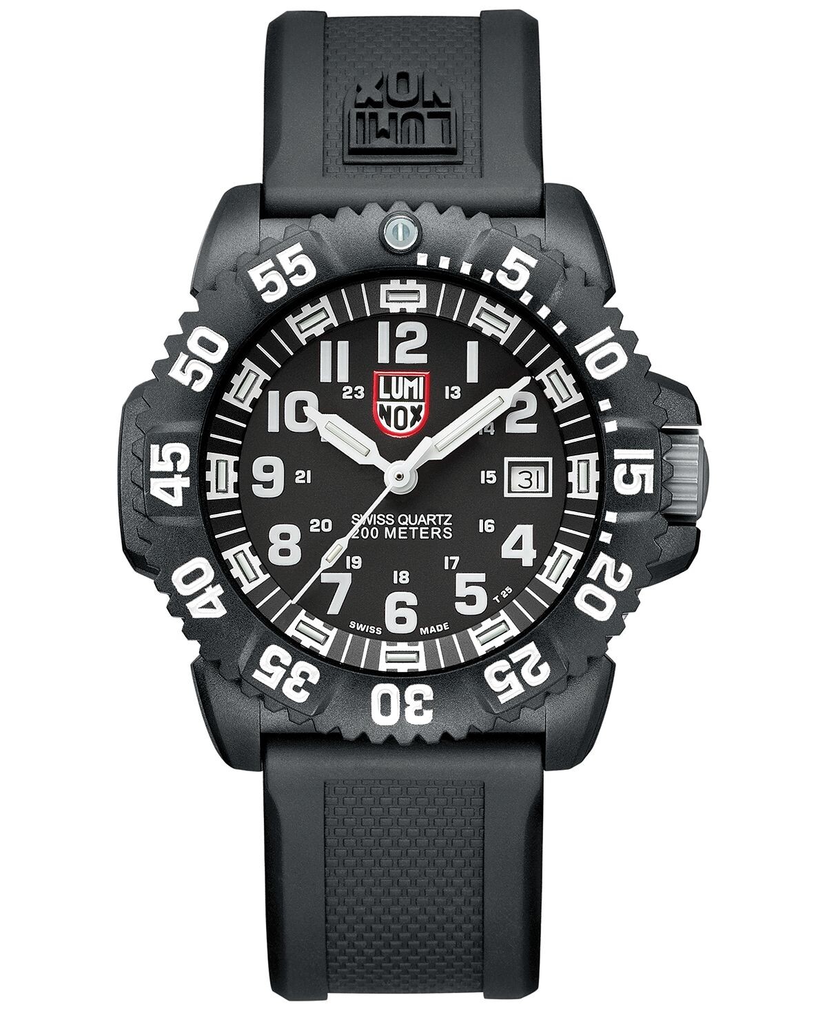 

Мужские часы Swiss Navy Seal ColorMark с черным каучуковым ремешком, 44 мм Luminox