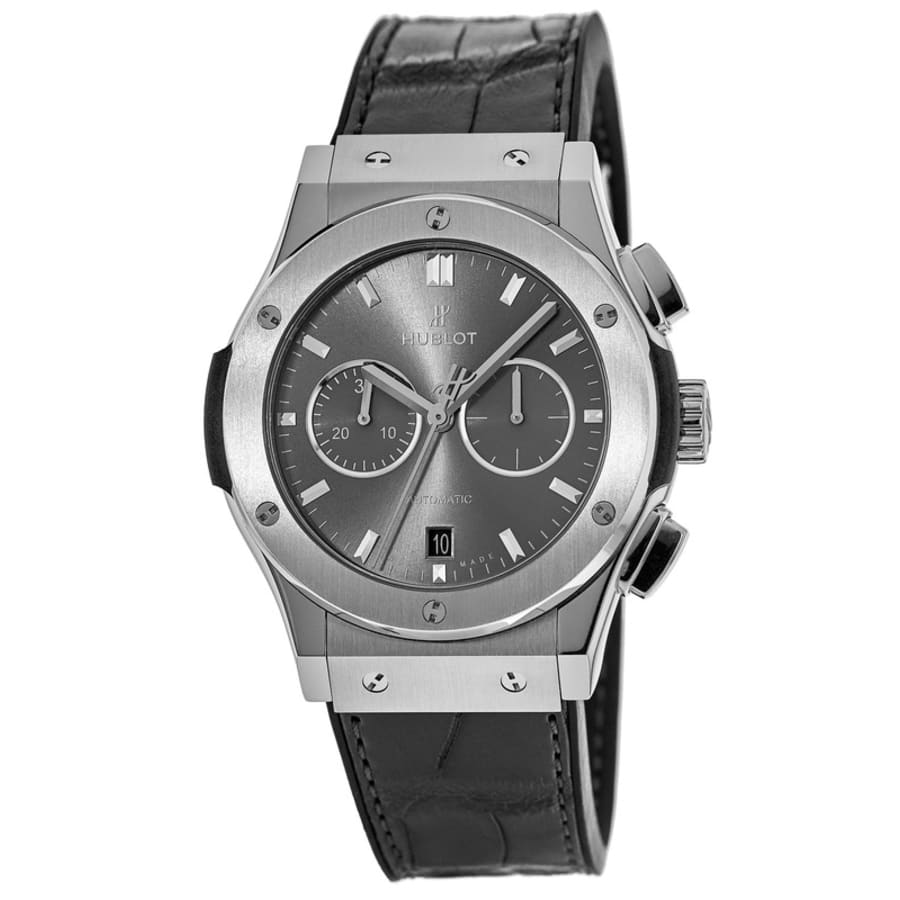

Мужские часы Hublot Classic Fusion Chronograph с серым циферблатом и кожаным ремешком 541.NX.7070.LR, серый
