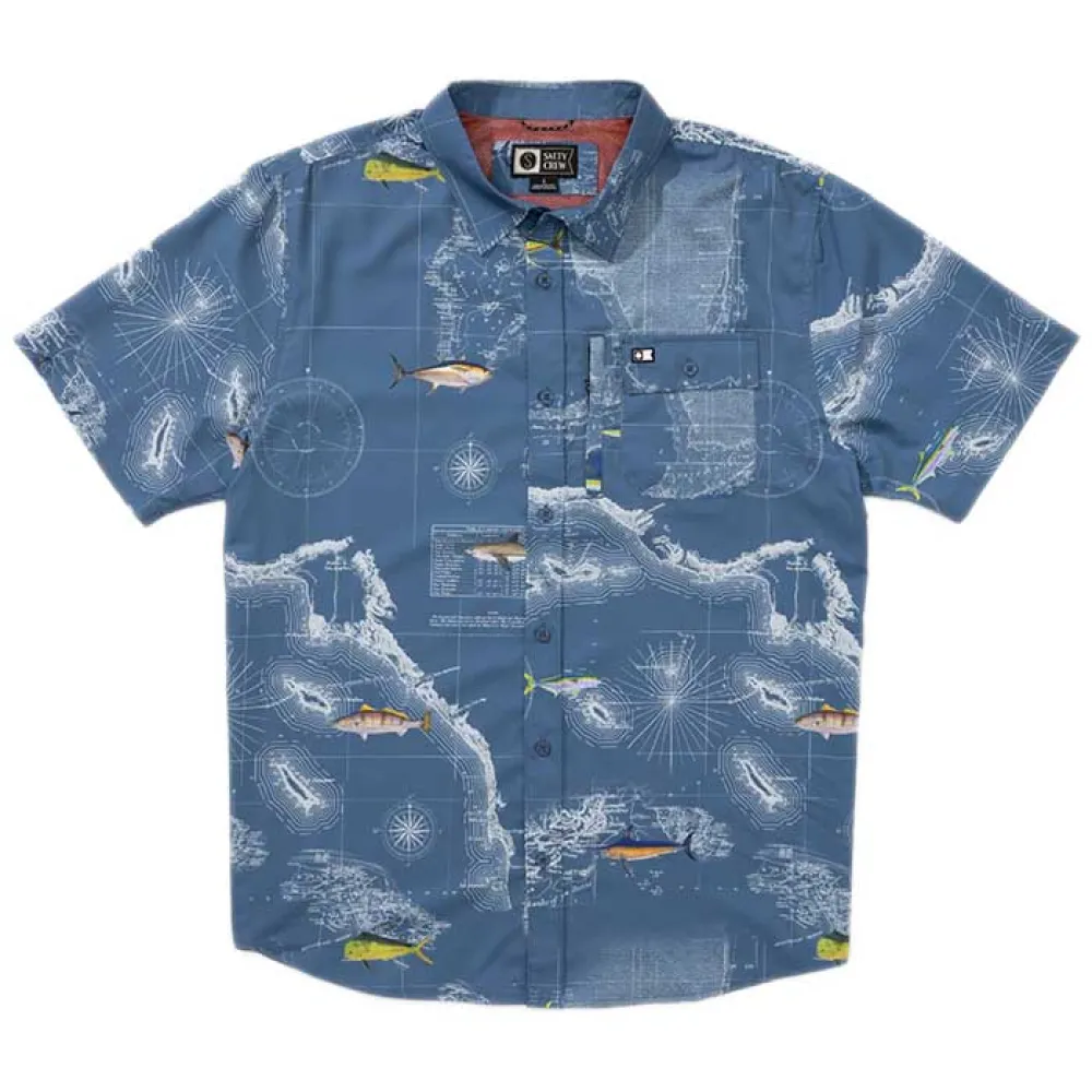 

Рубашка с коротким рукавом Salty Crew Flagship uv button up, синий