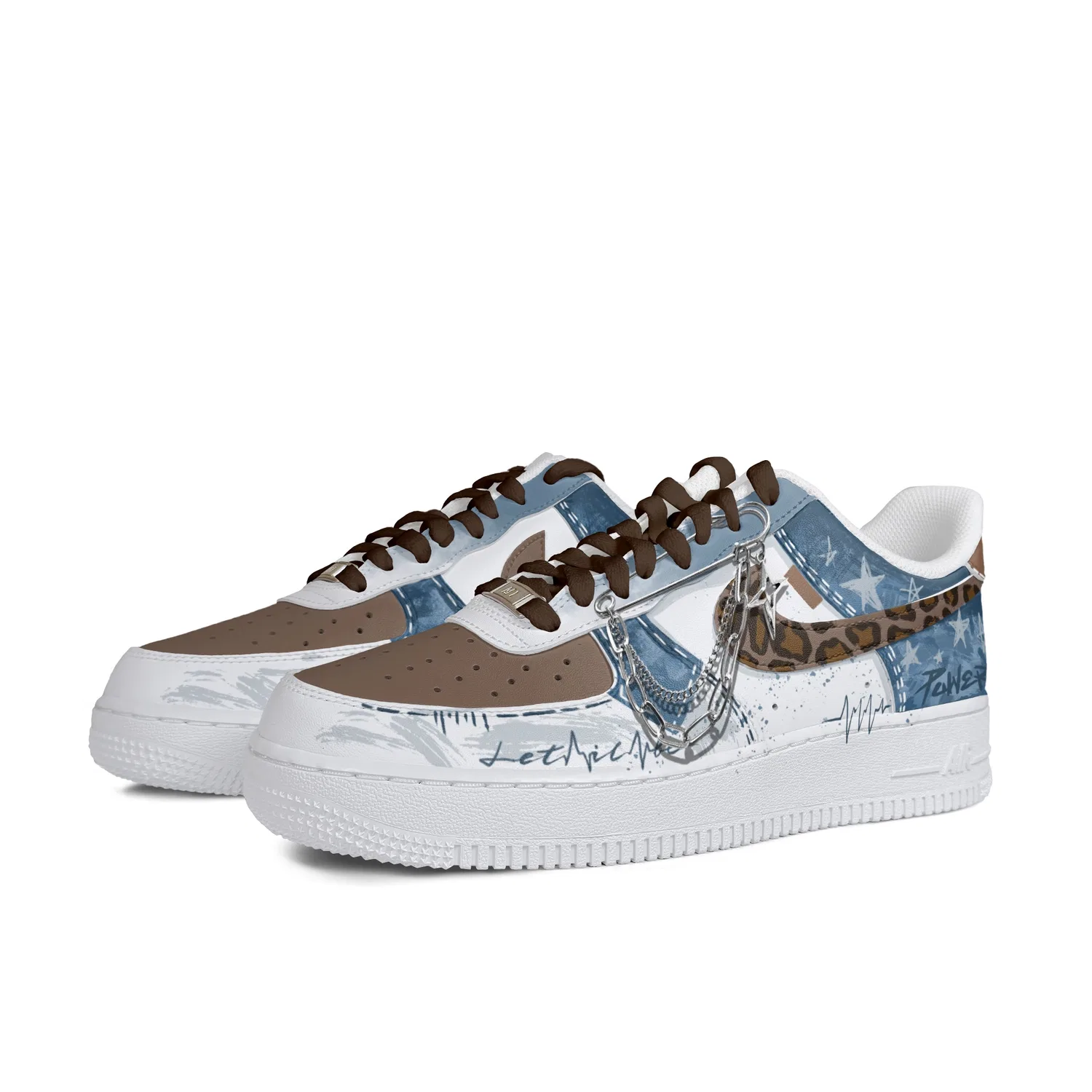 Кроссовки кожаные Nike Air Force 1 Low синие — фото 4