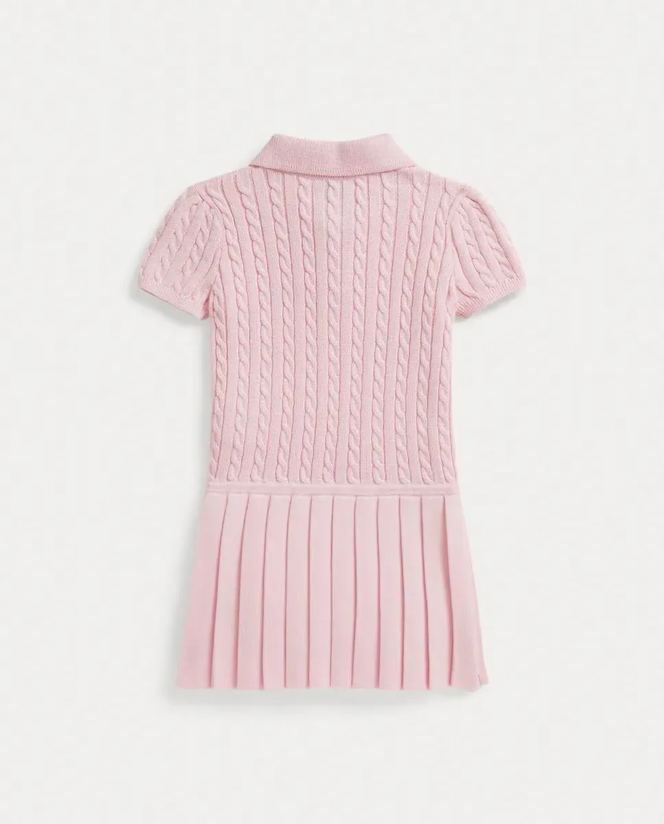 Платье для маленькой девочки из хлопка с узором «коса» Polo Ralph Lauren, пастельно-розовый — фото 2