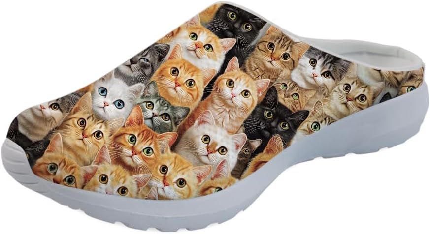 

Садовые сабо Forchrinse Rainbow Cat Star для мужчин и женщин, с поддержкой свода стопы, кроссовки-мюли для дома, работы и спортзала, оранжевый