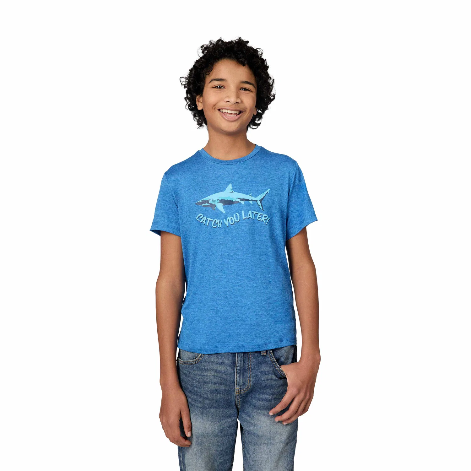 Футболка Free Country Boys' Microtech Graphic Crew Neck Shirt, Royal