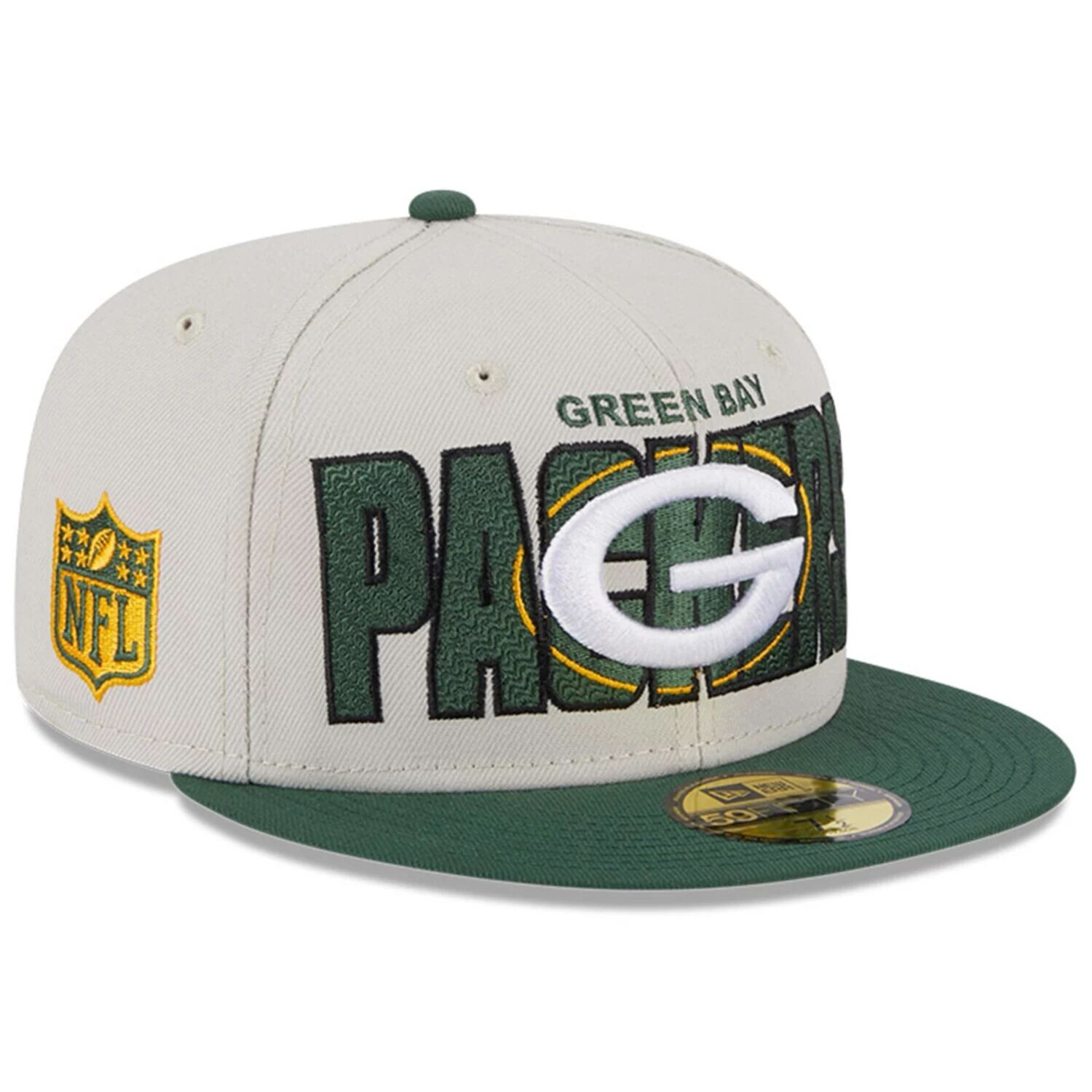 

Мужская облегающая шляпа New Era Stone/Green Green Bay Packers 2023 NFL Draft On Stage 59FIFTY
