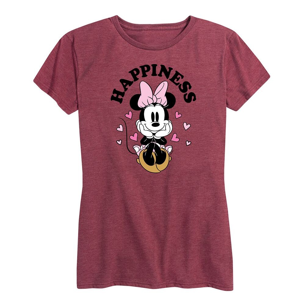 

Женская футболка с рисунком «Счастье» Disney's Minnie Mouse, цвет Heather Dark Red