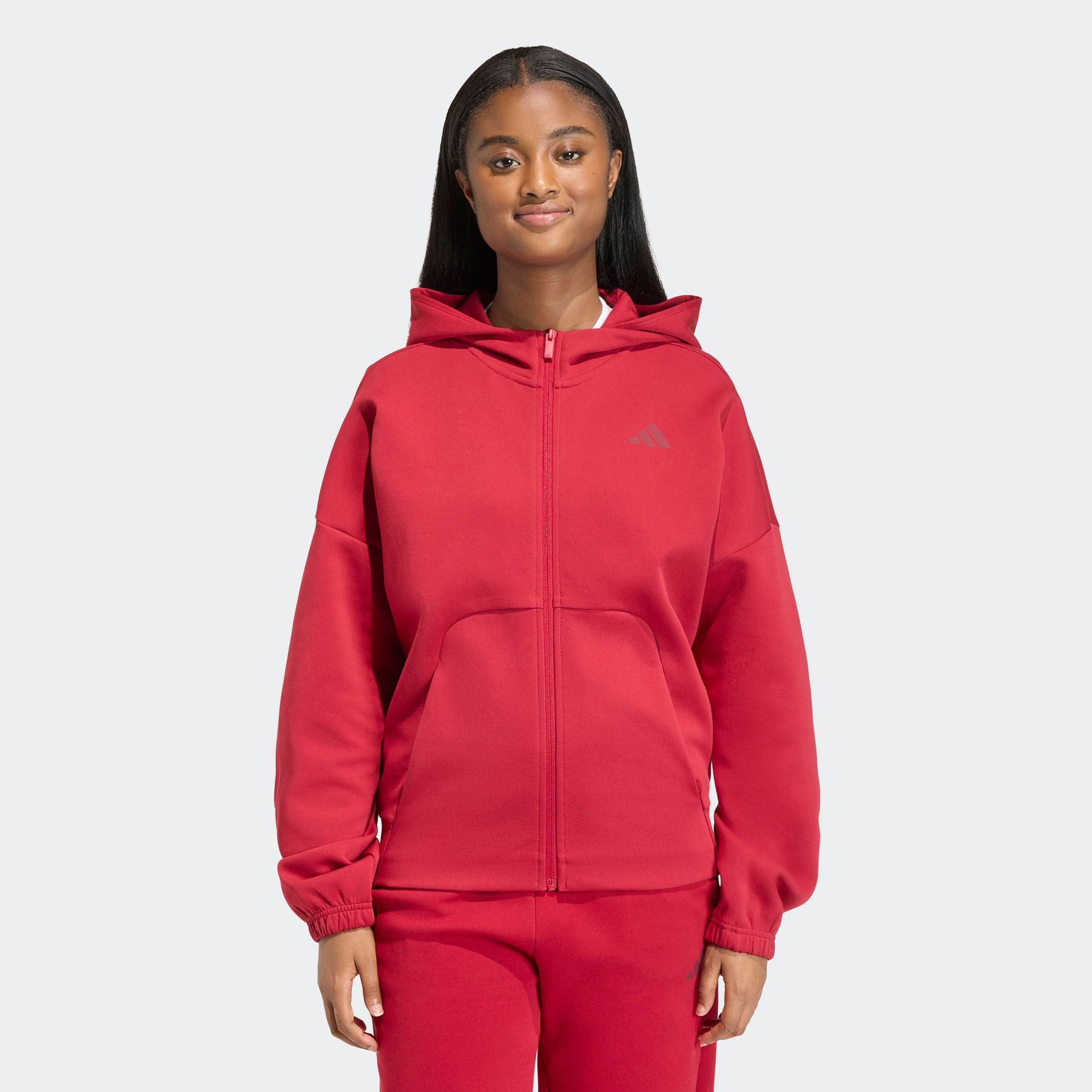 Adidas Sportswear Атлетическая худи на молнии в красном цвете — фото 4