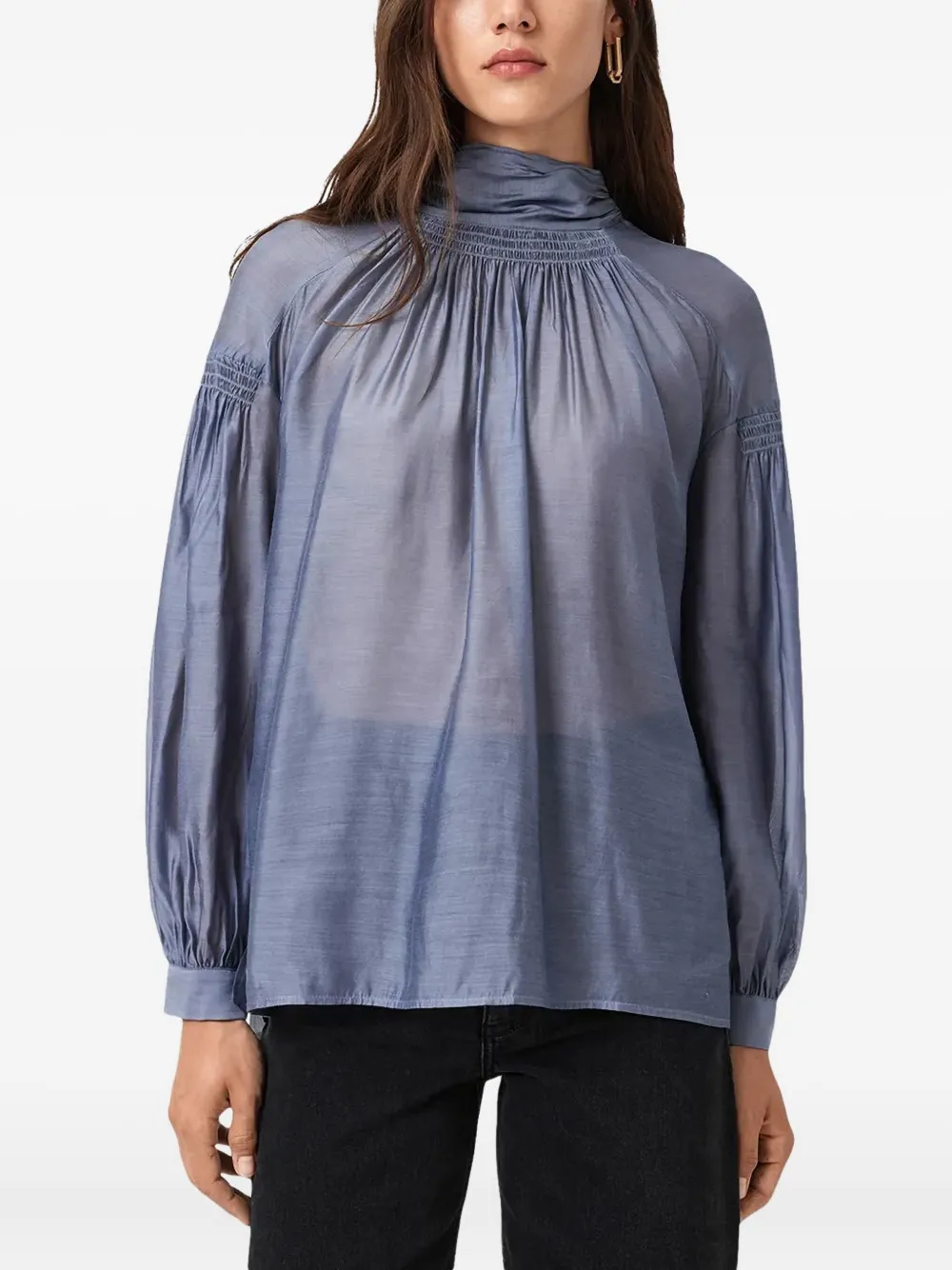 

Блузка с высоким воротником Pearla Allsaints, синий