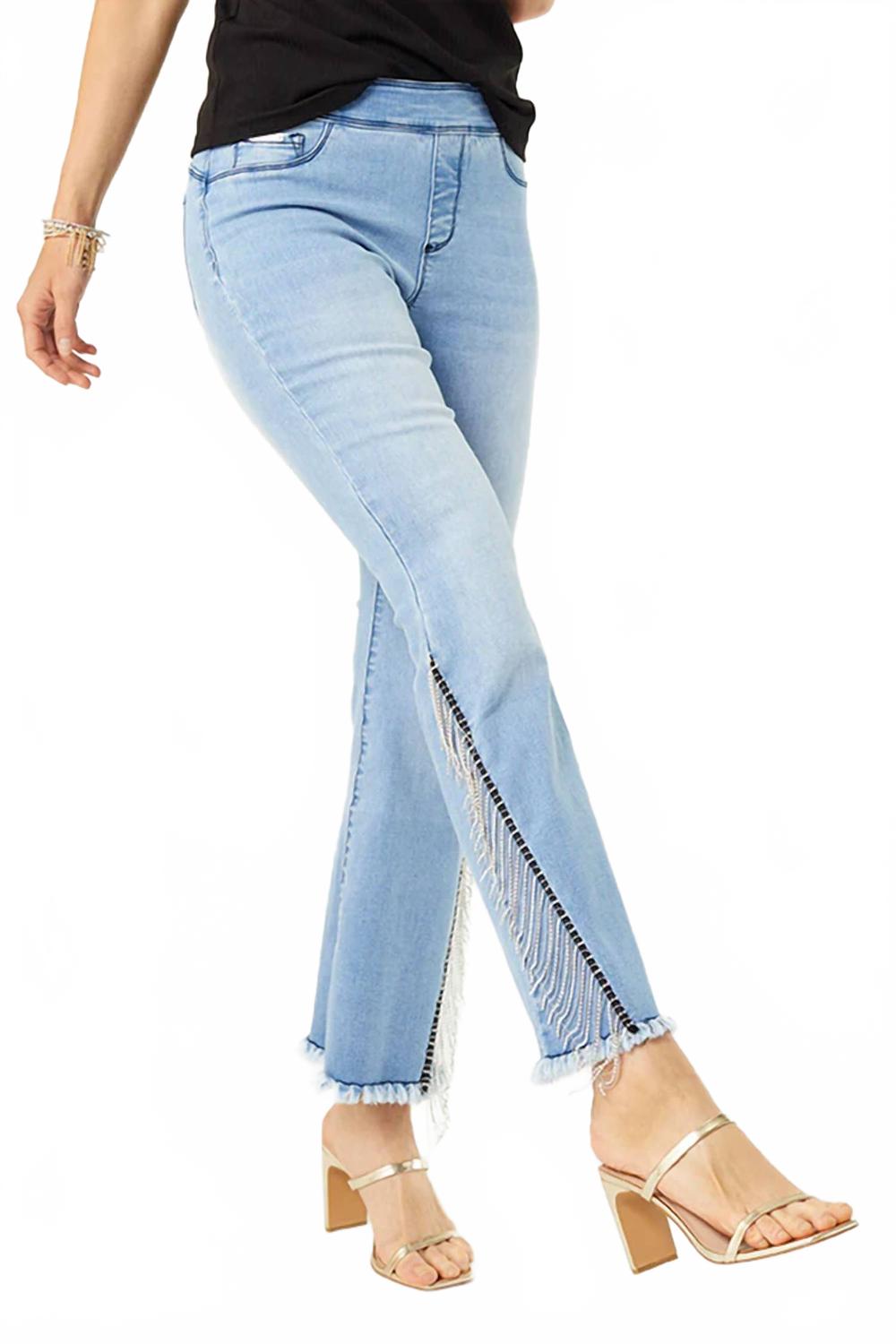 

Джинсы-клеш с бахромой из страз в дениме COCO + CARMEN, Denim