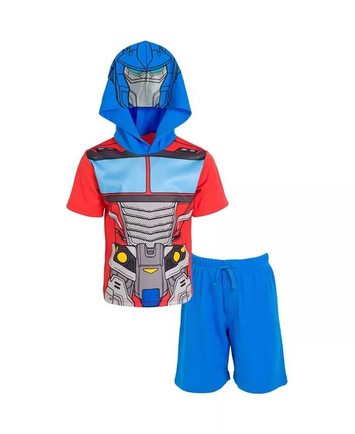 

Спортивный пуловер с футболкой и шортами в сетку для мальчиков Optimus Prime Bumblebee Megatron, комплект одежды для маленьких мальчиков Transformers, красный