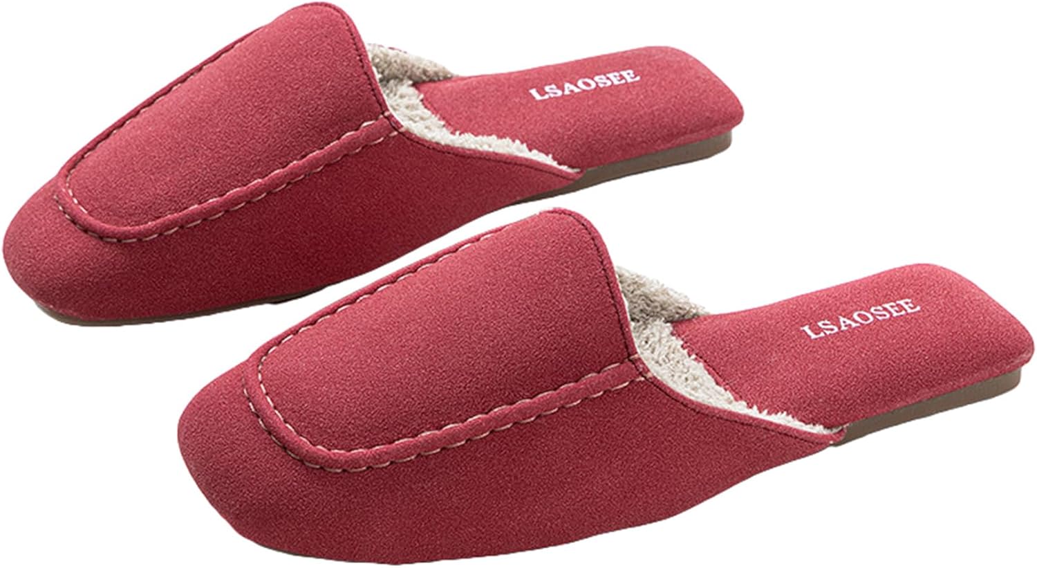 

Теплые мюли Yafirgeer для женщин и мужчин, высокозакрытые водонепроницаемые тапочки, элегантная домашняя обувь для дома и улицы, красный