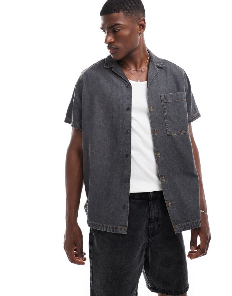 

Свободная черная джинсовая рубашка ASOS DESIGN Revere