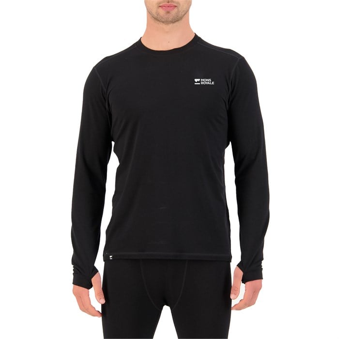 

Базовый слой из мериносовой шерсти Cascade с длинными рукавами - мужской Mons Royale, Black
