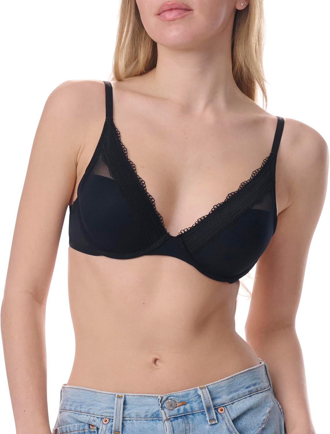 Женский бюстгальтер Tommy Hilfiger с сетчатыми вставками и косточками, Black — фото 2