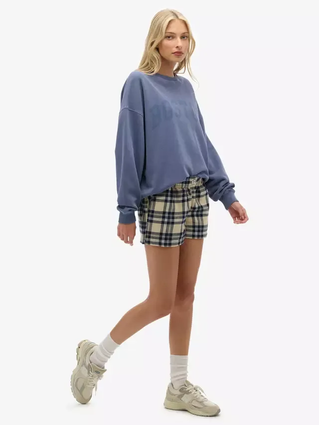 Шорты широкого кроя в клетку, кремово-синяя клетка Superdry — фото 3