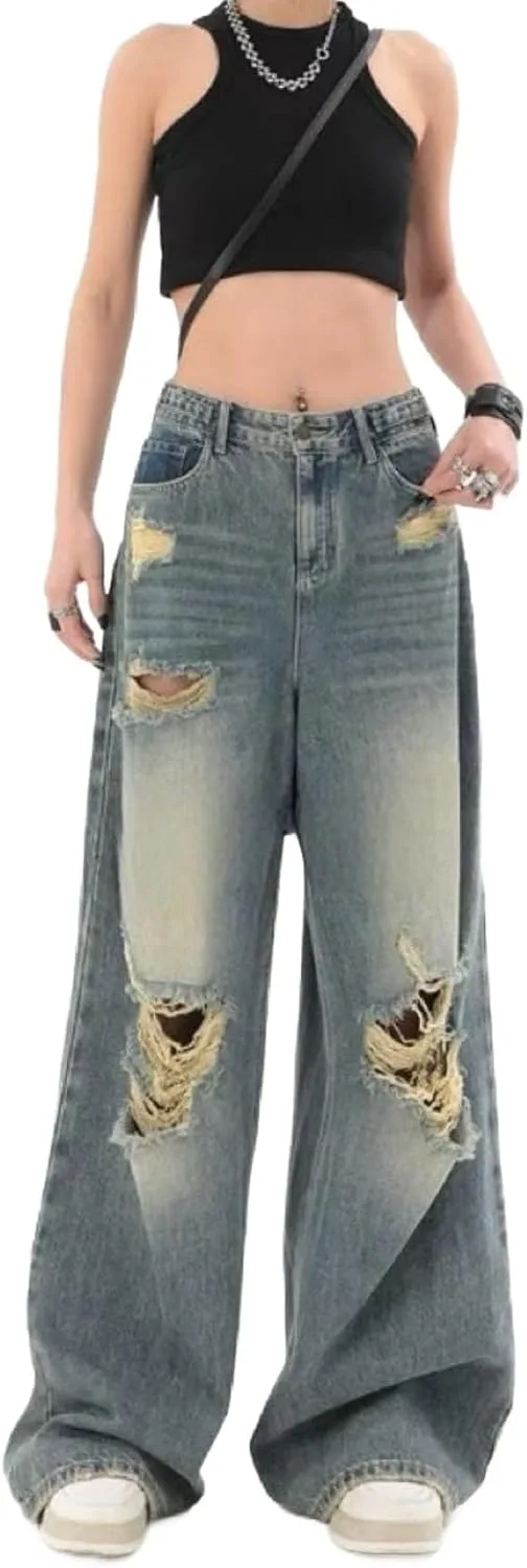 Джинсы Y2K Boyfriend Fit с потертостями