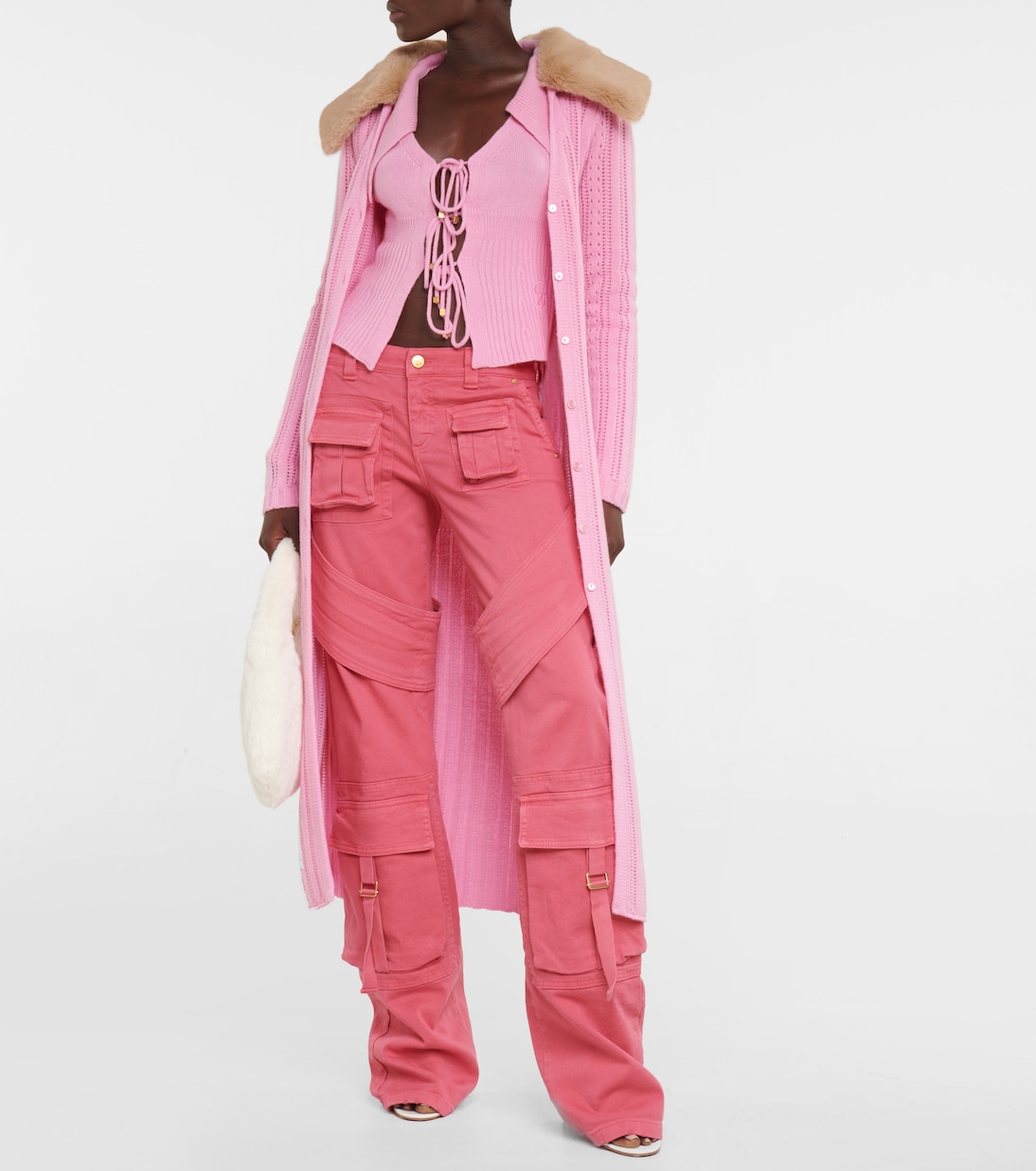 Кардиган из шерсти и кашемира с ажурной вязкой Blumarine, Peonia — фото 2