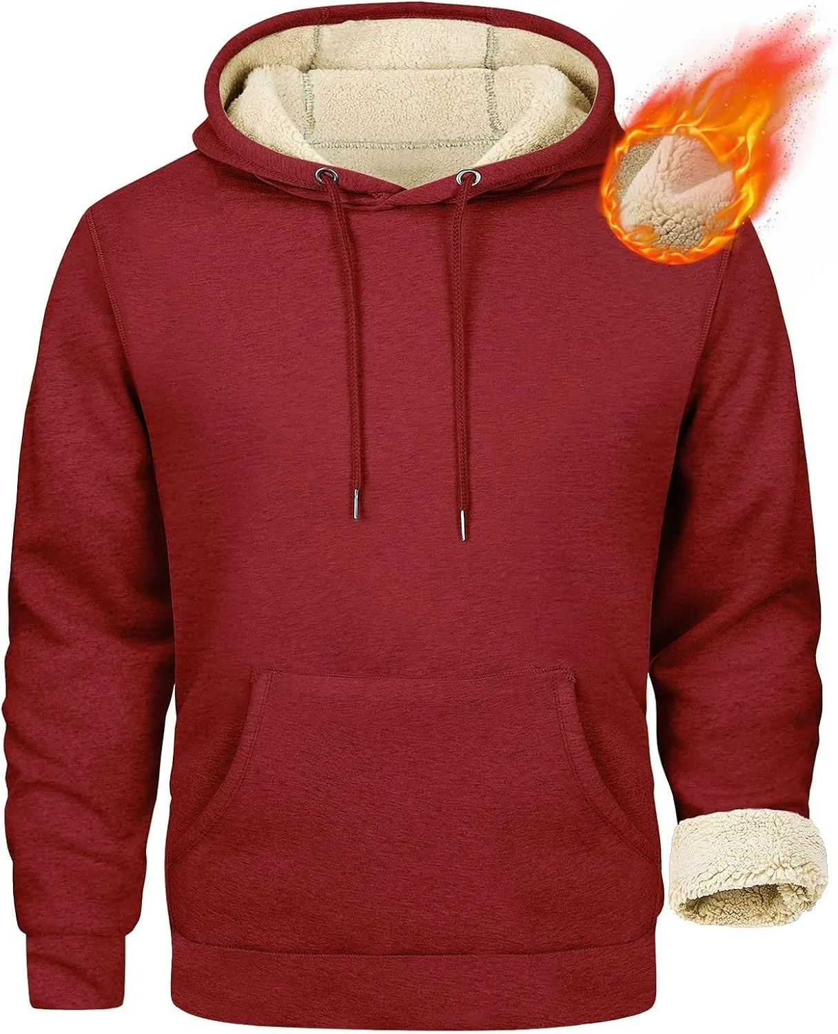Мужская толстовка с капюшоном Sherpa Fleece, утепленная для зимы — фото 3