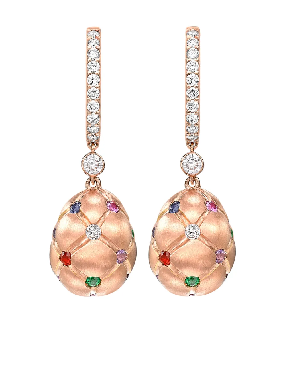 

Серьги-подвески Treillage Egg из розового золота с камнями FABERGÉ, розовый