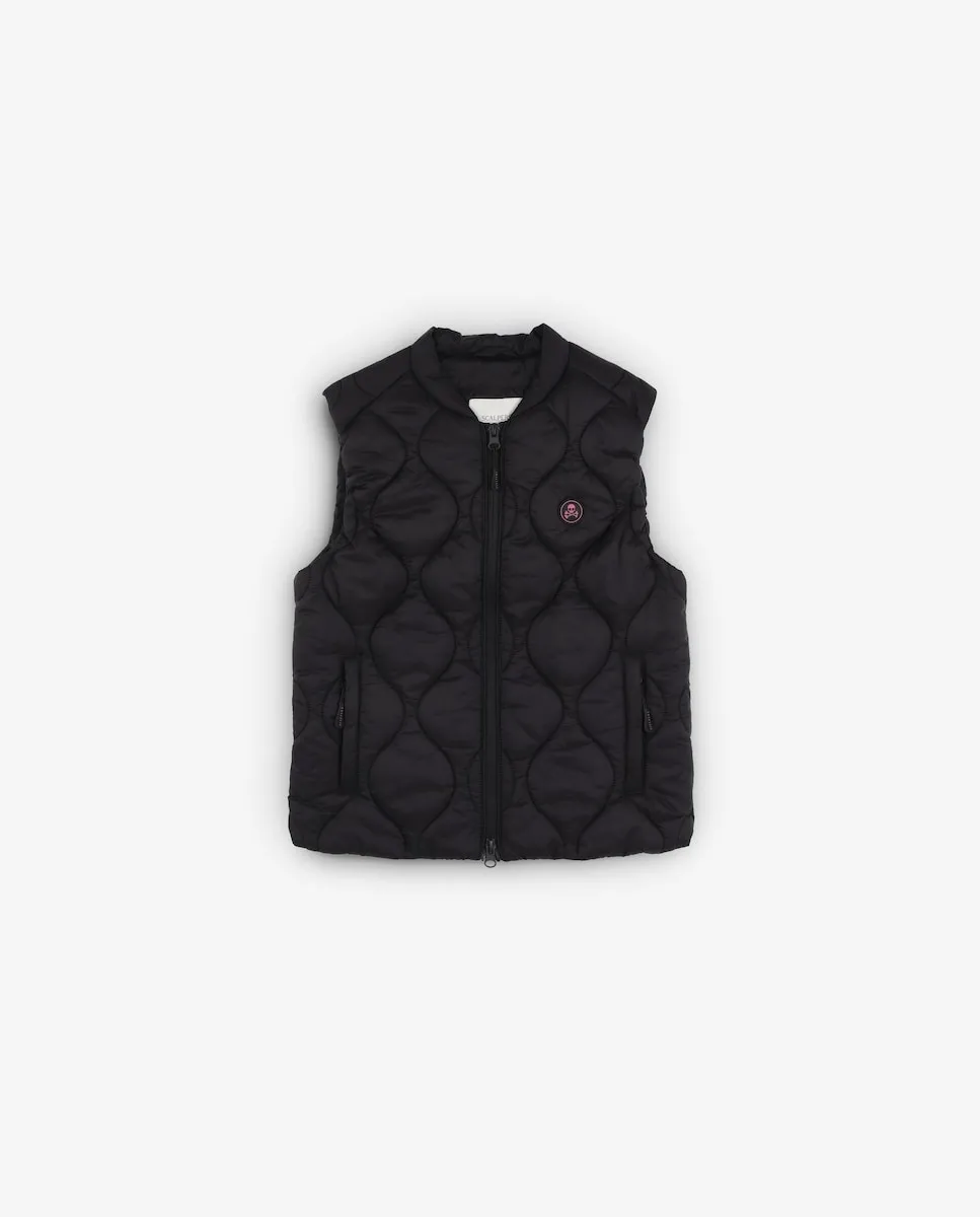 

Стеганый жилет для девочки с вышитым логотипом Scalpers, черный