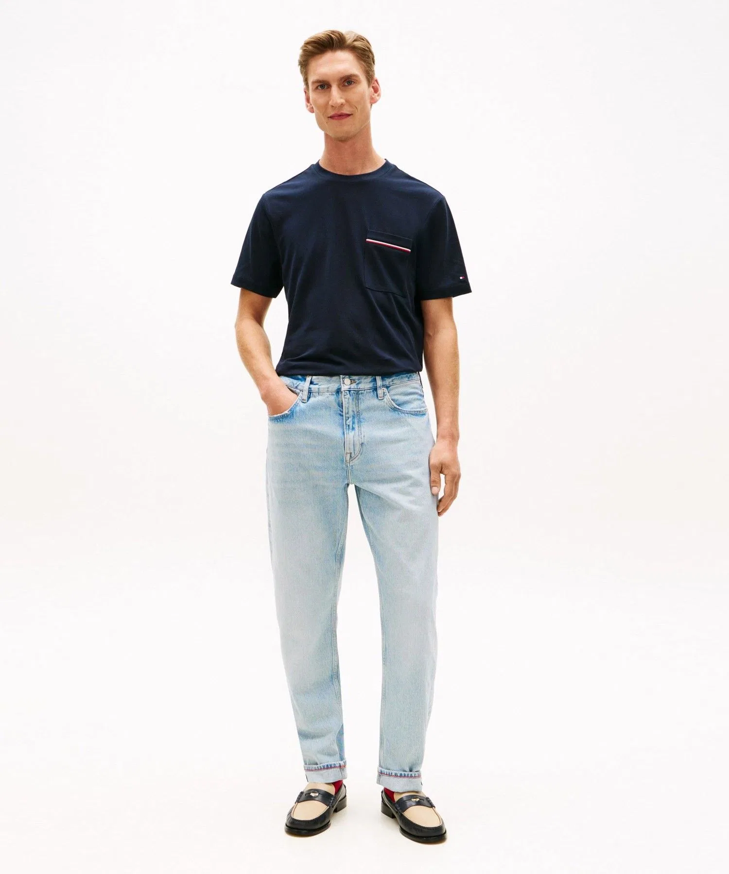 Мужская футболка Tommy Hilfiger GLOBAL STRIPE PIQUE POCKET TEE — фото 3