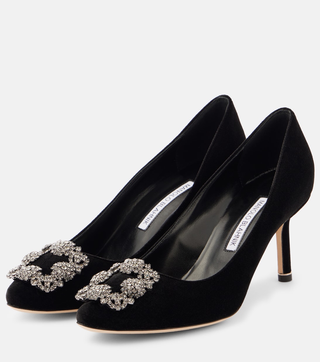 Какие 70 украшенные бархатные туфли-лодочки Manolo Blahnik, 0015 Blck — фото 4