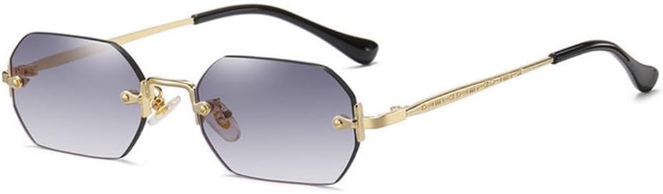 

Солнцезащитные очки без оправы, прямоугольной формы, маленькие, мужские и женские, металлические, золотистые, многоугольные, защита от УФ-излучения UV400, без оправы MTZJH, 6