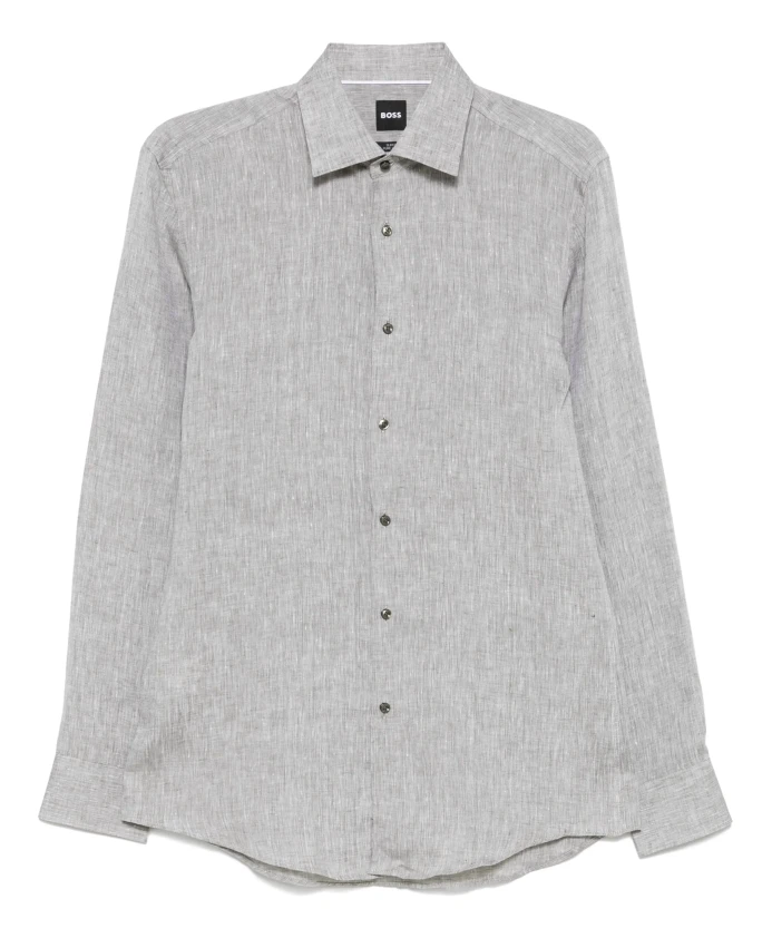 

Приталенная льняная рубашка Hugo, серый