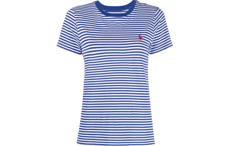 Polo Ralph Lauren Женская футболка с круглым вырезом, синяя, средней толщины — фото 3