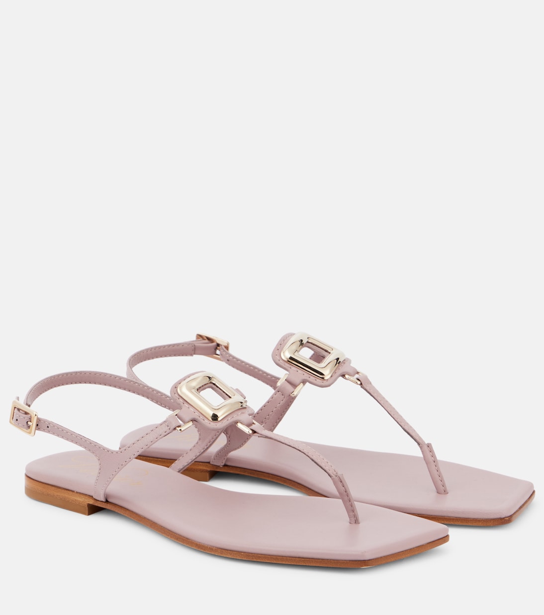 Вьетнамки Viv' By The Sea из кожи Roger Vivier, Dusty Rose