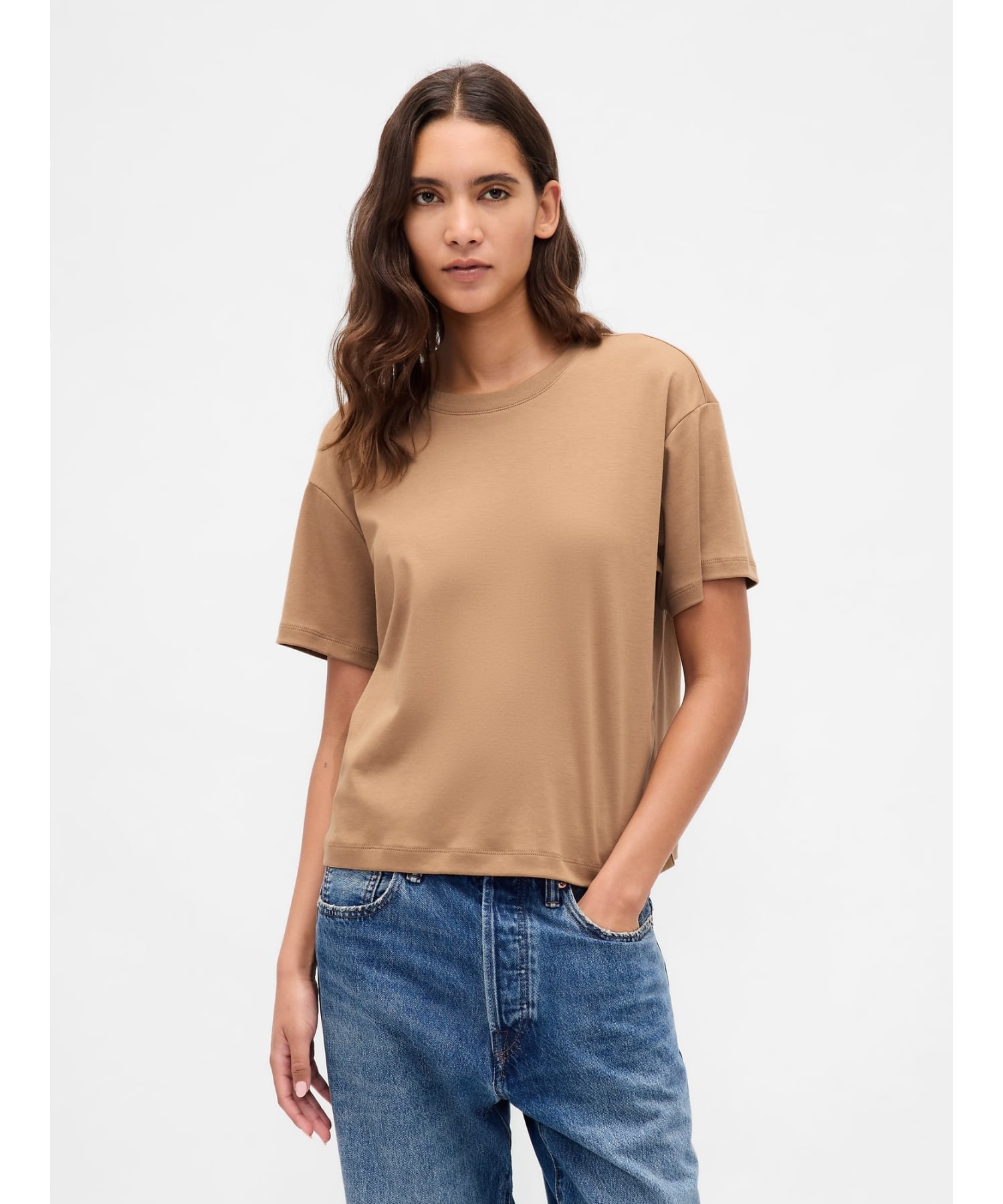 (W) Хлопковая футболка свободного кроя Supima(R) GAP, KOLA_NUT