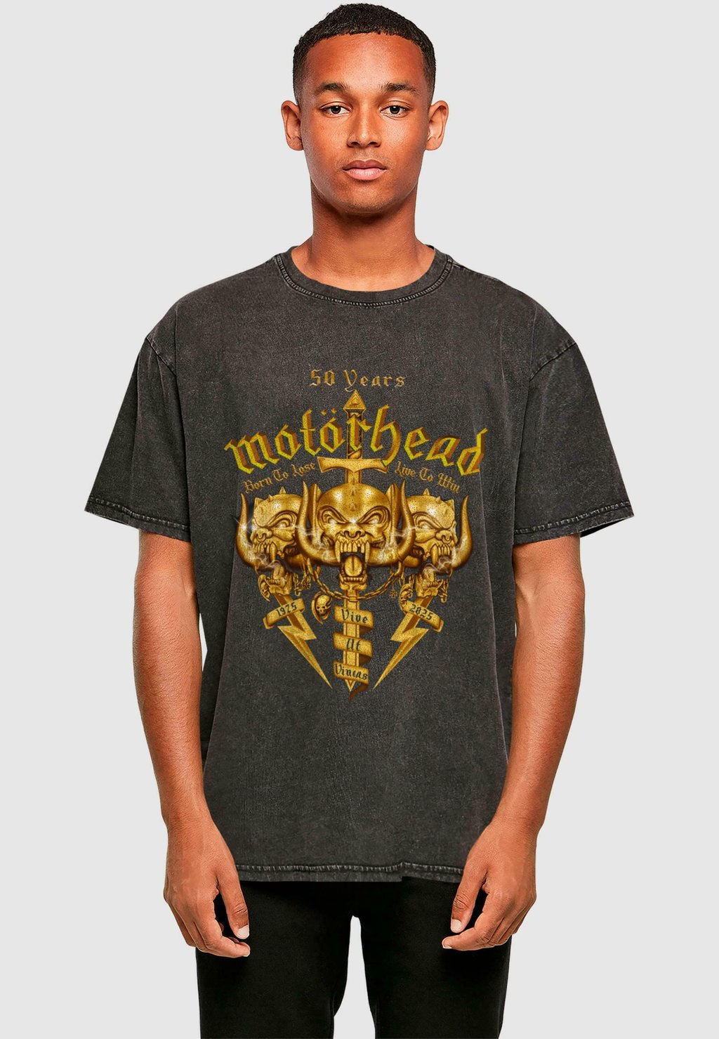 

Футболка с принтом MOTORHEAD ACID WASHED Merchcode, антрацит