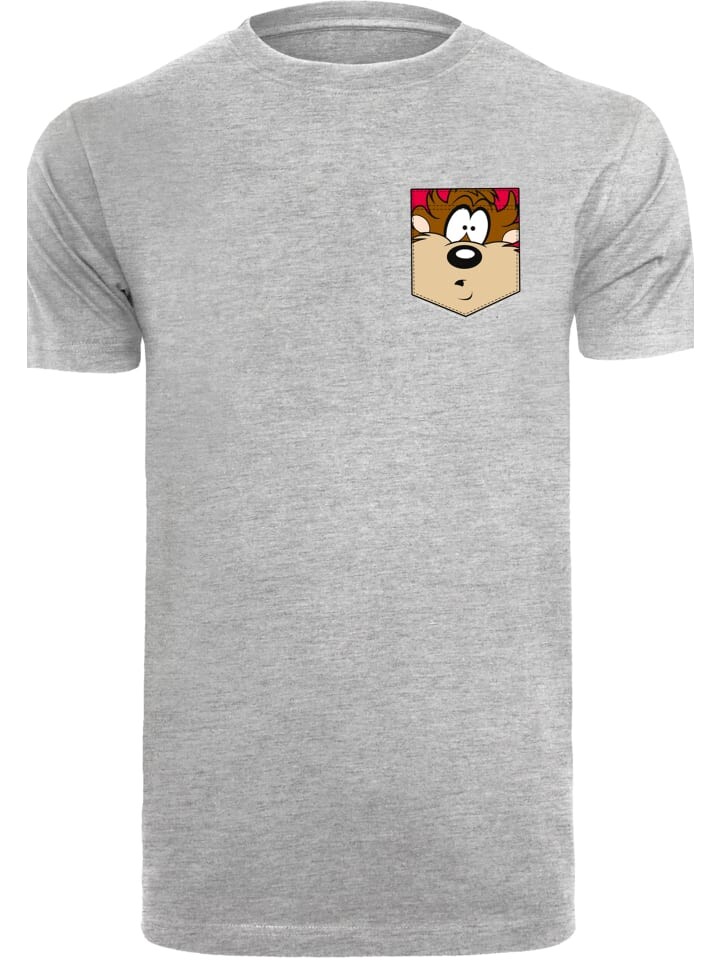 

Футболка F4NT4STIC Looney Tunes Tasmanian Devil Face Faux Pocket, пестрый серый