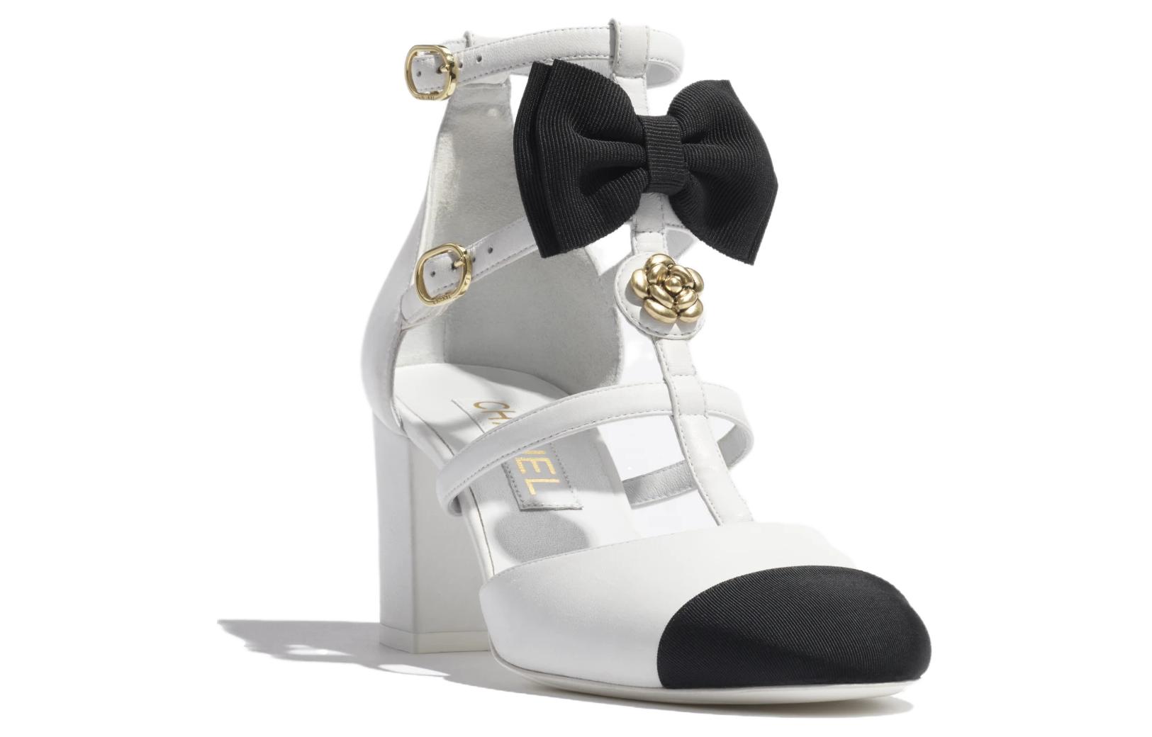 Туфли Mary Jane на массивном каблуке 6,5 см женские белые CHANEL — фото 4