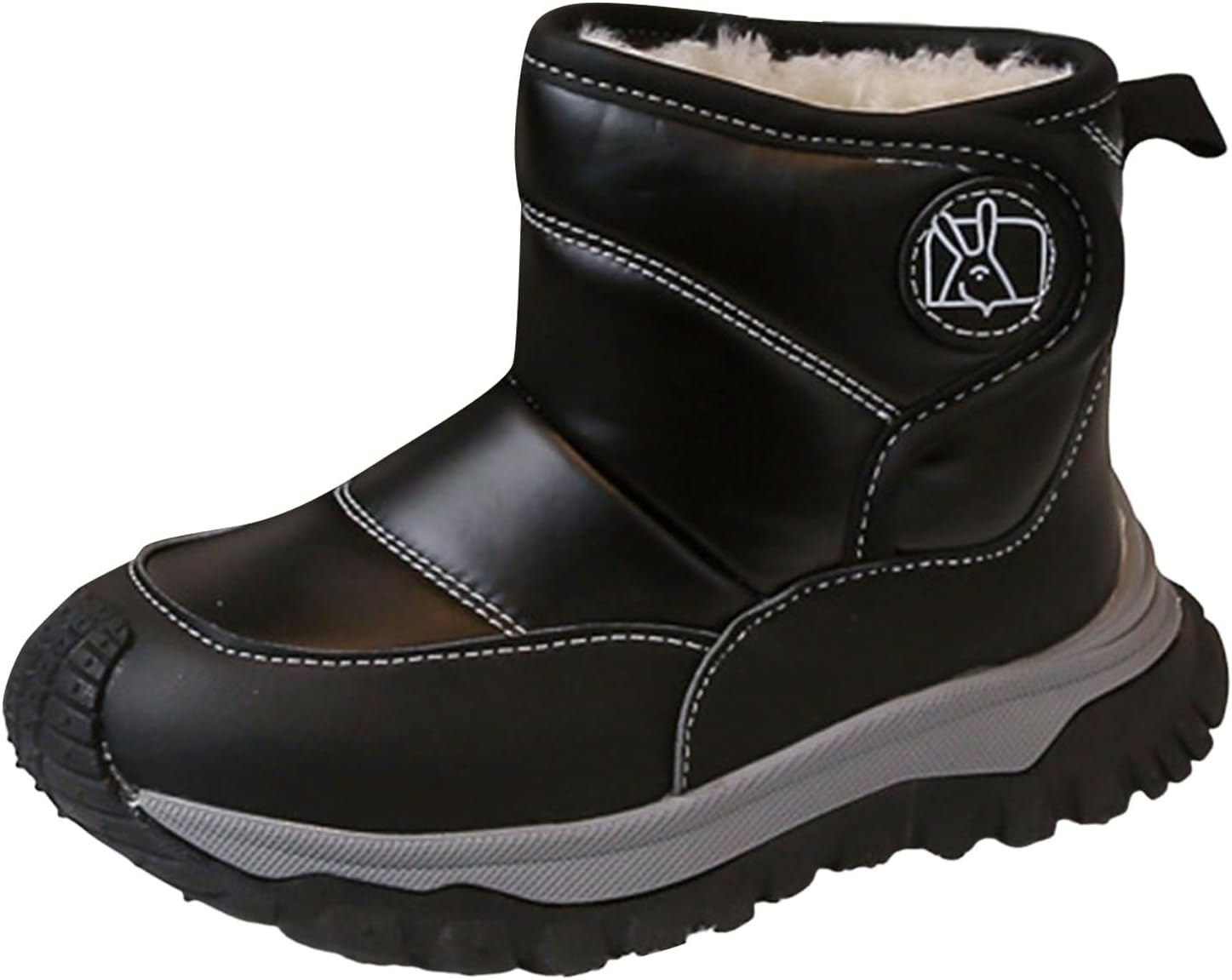 

Мальчики Девочки Толстые плюшевые утепленные сапожки для снега Детские водонепроницаемые ботинки с нескользящей подошвой Платформенные ботинки Наружная зимняя обувь Уютные флисовые зимние теплые туфли Generic, B-Black