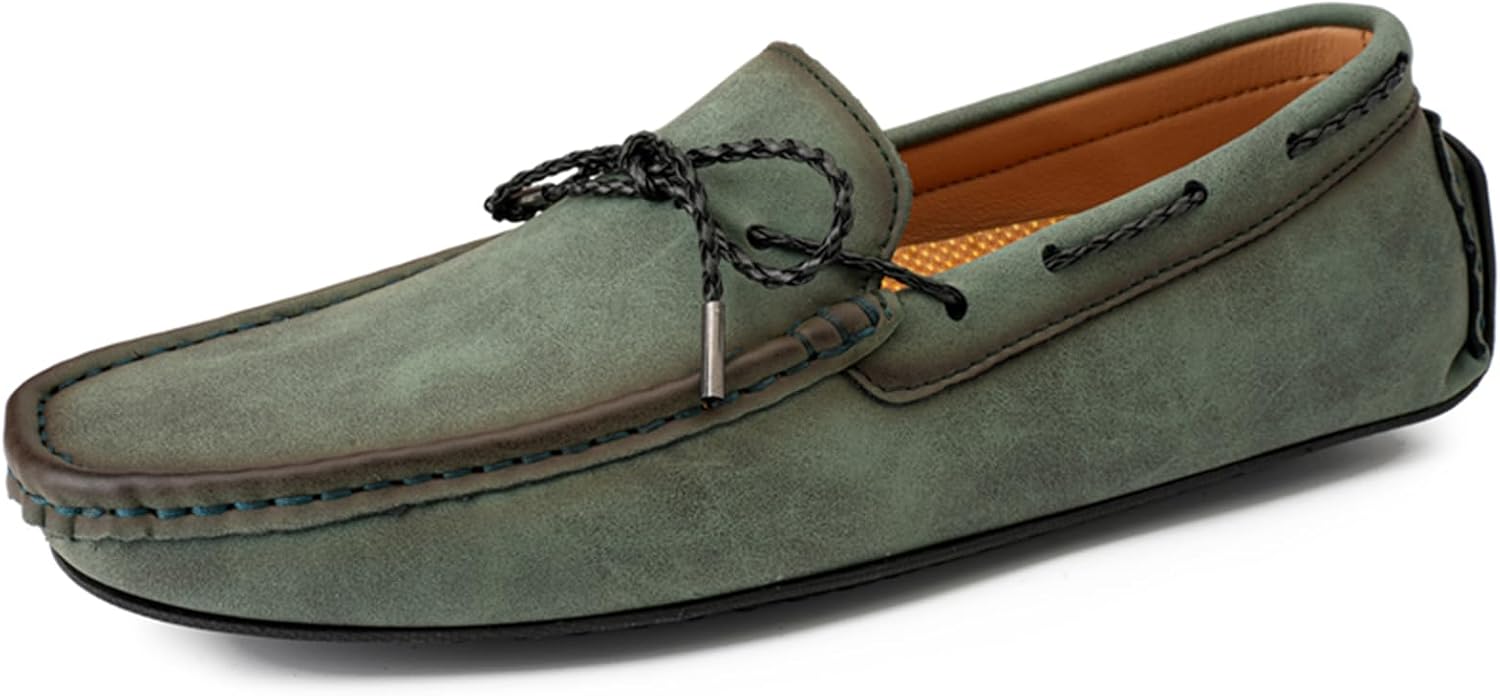 

Мужские мокасины из натуральной кожи, модные слипоны, повседневная обувь, удобные мягкие обувь для вождения для мужчин Abborora, зеленый