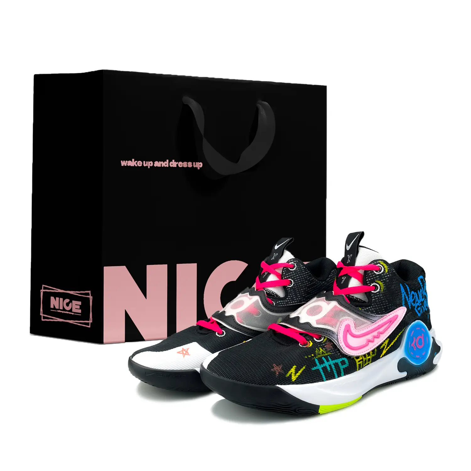 

Nike Баскетбольные кроссовки KD Trey 5 X Shock Absorbers Low Top, мужские, черно-розовые