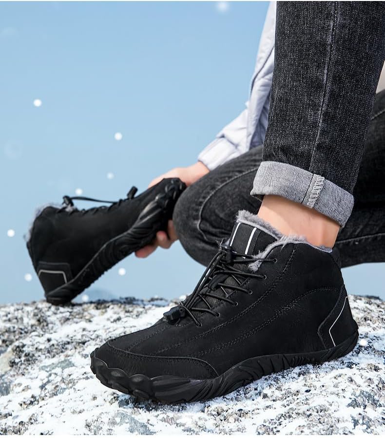 Мужские водонепроницаемые зимние ботинки Soft time TOY Snow Boots с меховой подкладкой, теплые, на щиколотке, с застежкой-молнией, удобные для ходьбы, черный — фото 3