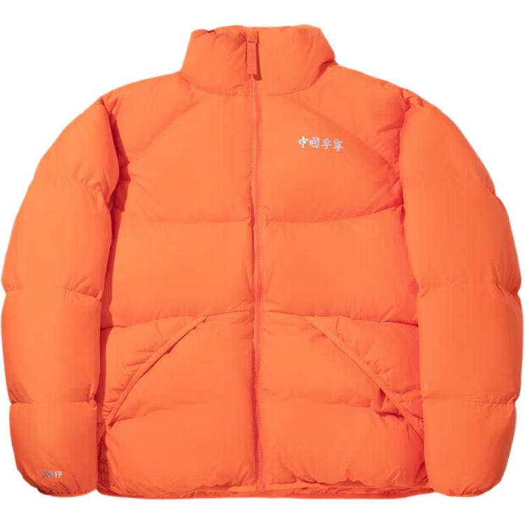 

Мужская пуховая куртка Li Ning ярко-оранжевого цвета с воротником-стойкой и утолщенным низом