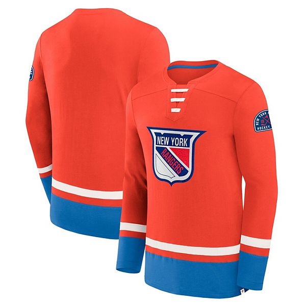 

Мужская синяя футболка с длинным рукавом New York Rangers Vintage High Point Fanatics