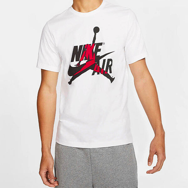 Футболка Air Jordan Jumpman Logo Printing Knit Sports Round Neck Short Sleeve White, белый — фото 4