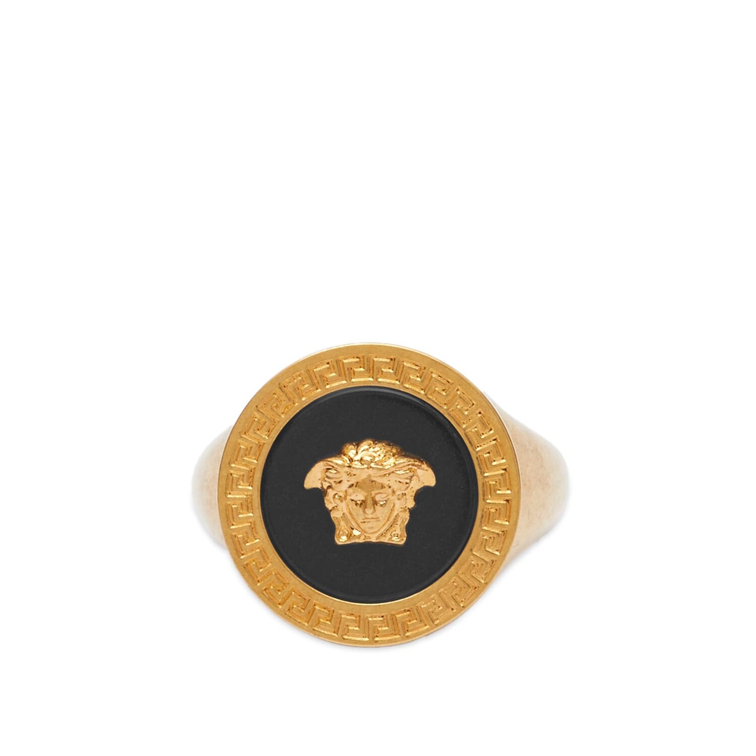 

Кольцо Versace Medusa Head Signet Ring, цвет Black & Gold