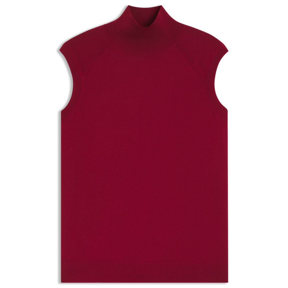 

Топ с воротником-стойкой из мериносовой шерсти Boss, темно-красный