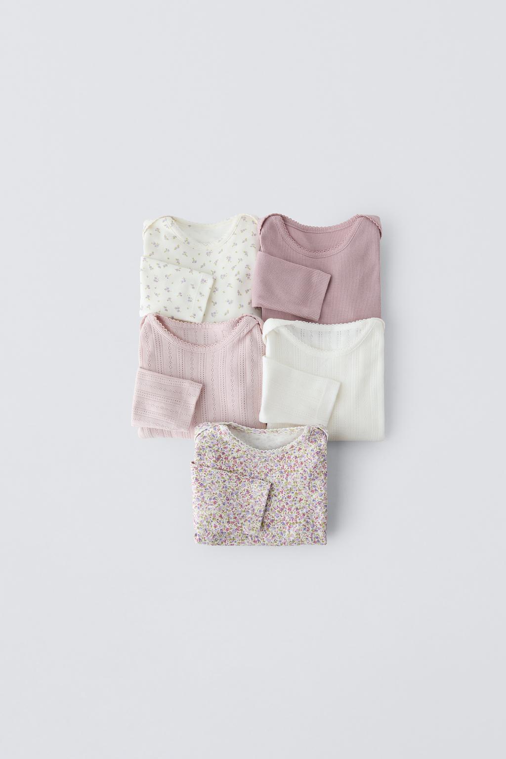 

Комплект из пяти цветочных боди ZARA, цвет Pink/Mauve