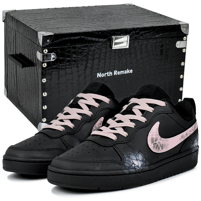 

Court Borough Black Peach Fortune нескользящие устойчивые к истиранию низкие детские скейтбординг кроссовки для подростков Nike, черный Lucky Box-Gift Box 4