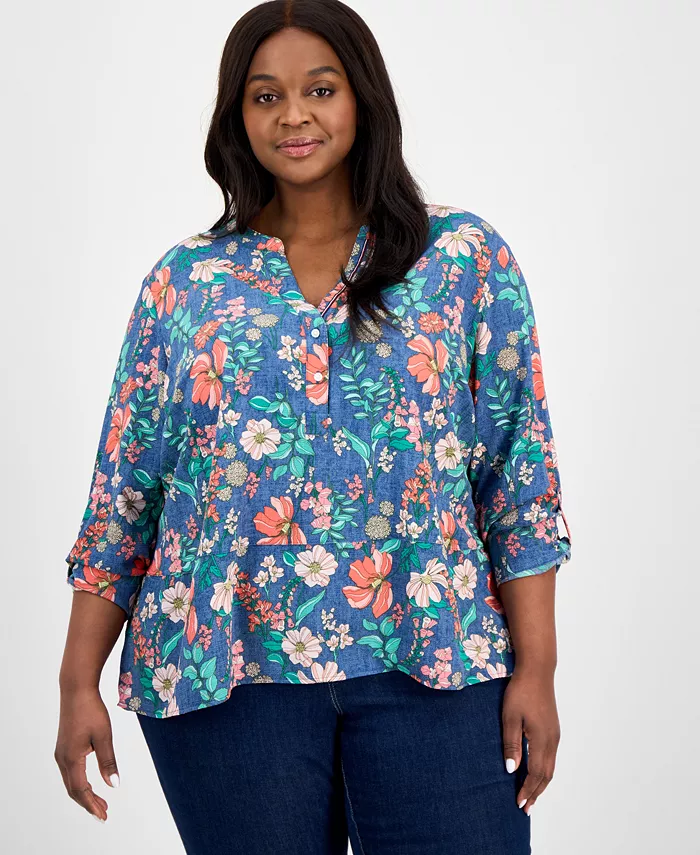 

Туника с цветочным принтом Plus Size на запах Tommy Hilfiger, мультиколор